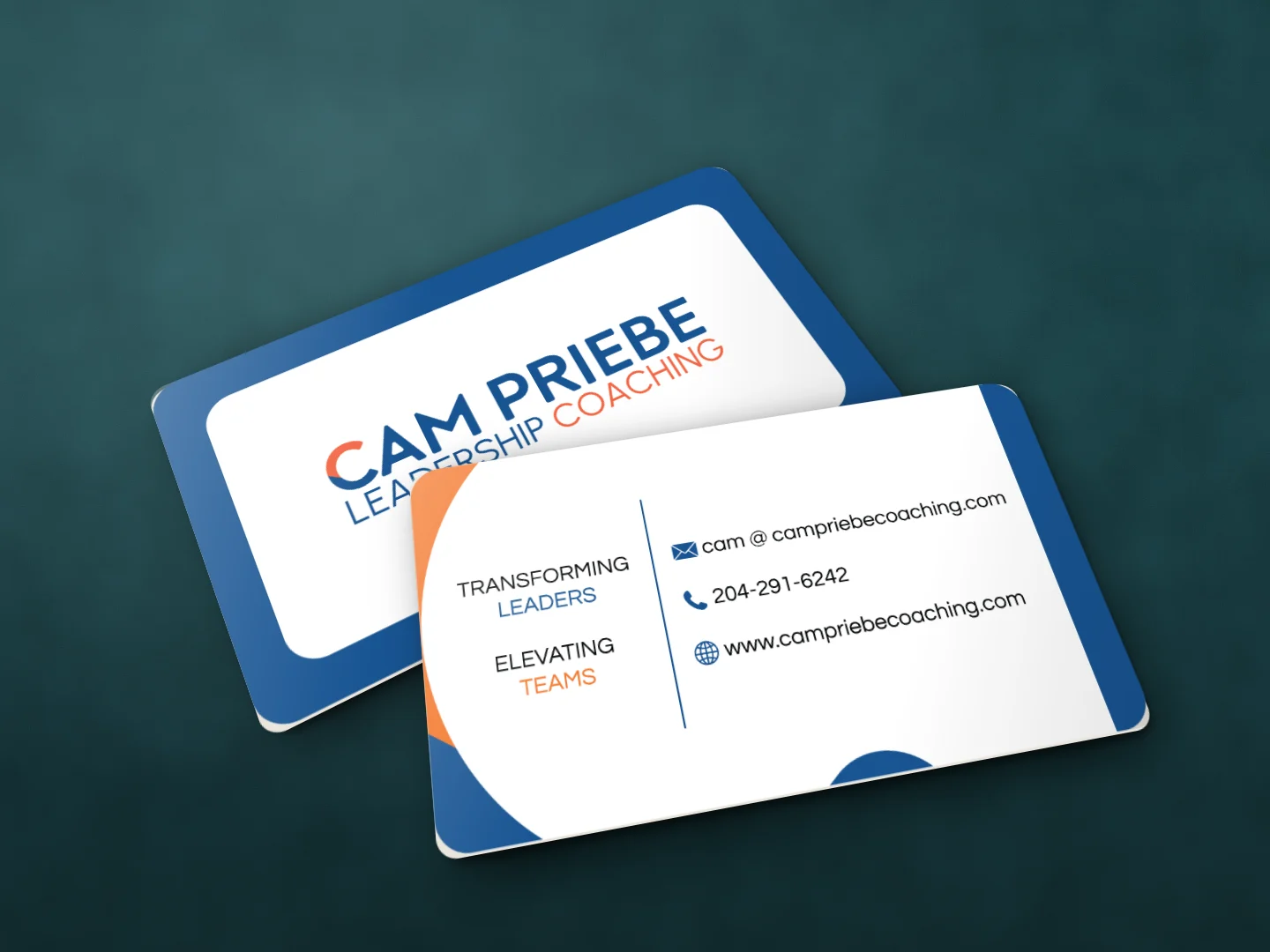 Business card design, front and back, from a brand identity project